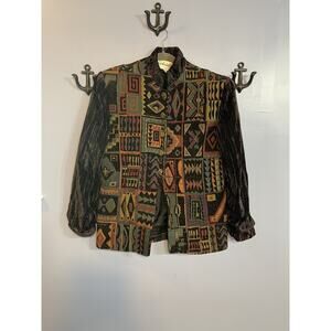 Vintage Gabriella's Tapestry Jacket w/Velvet Sleeves Size M